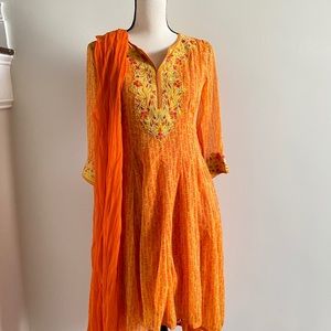 Biba Churidar Indian Orange Suit